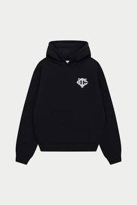 THE COUTURE CLUB SWEATER HEAVYWEIGHT MONOGRAM APPLIQUE HOODIE ZWART