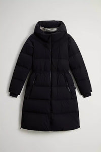 WOOLRICH JAS MAT STRECH LONG PUFFER PARKA ZWART