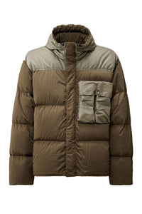 CP COMPANY JAS CHROME-R MIXED GOGGLE DOWN JACKET BRUIN