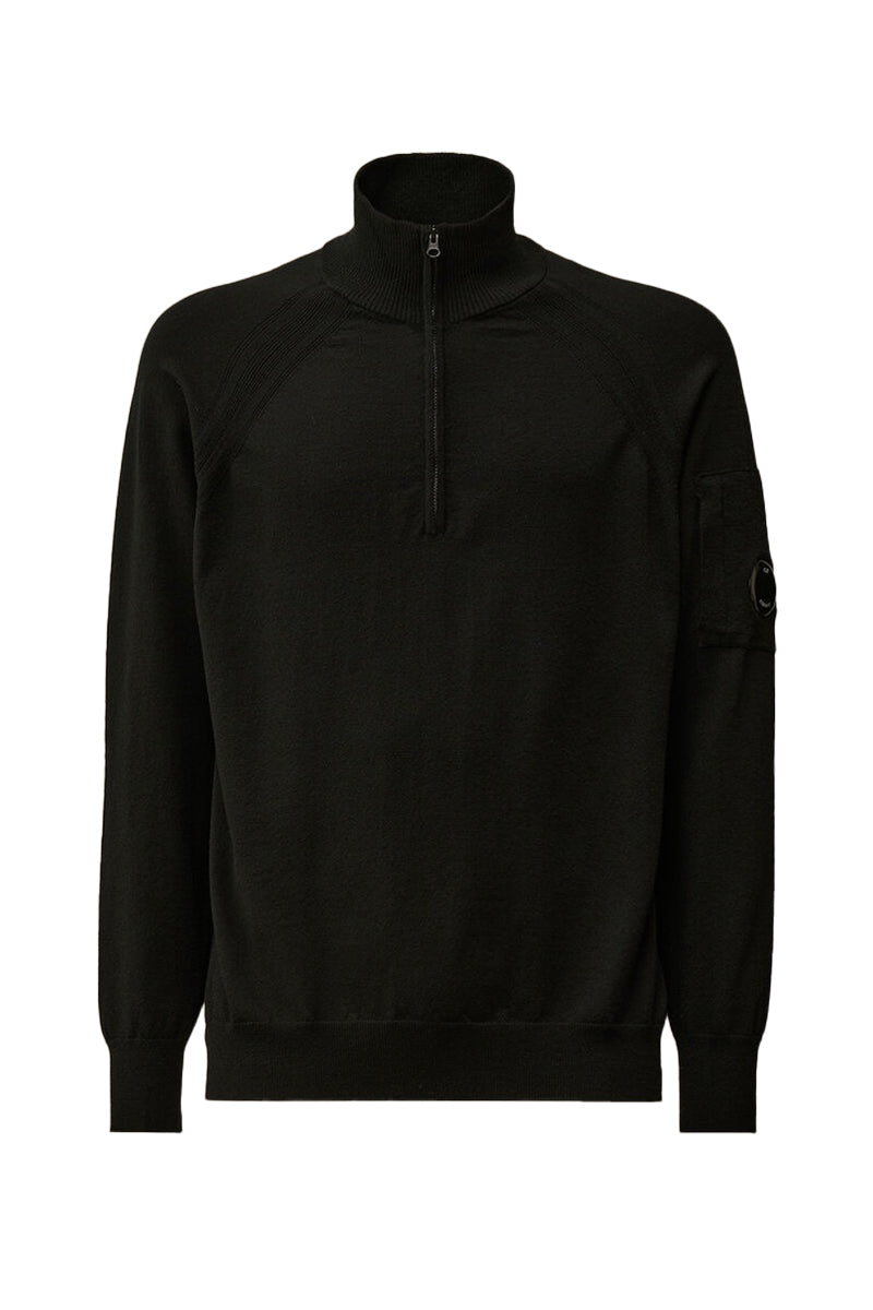 CP COMPANY TRUI MERINO WOOL HALF ZIPPED KNIT ZWART – Tip de Bruin