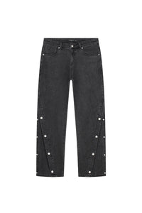 DONT WASTE CULTURE JEANS MASON BUTTON PANEL BAGGY FIT JEANS GRIJS