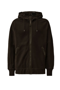 CP COMPANY JOGGING TOP GOOGLE ZIPPED HOODED SWEAT ZWART