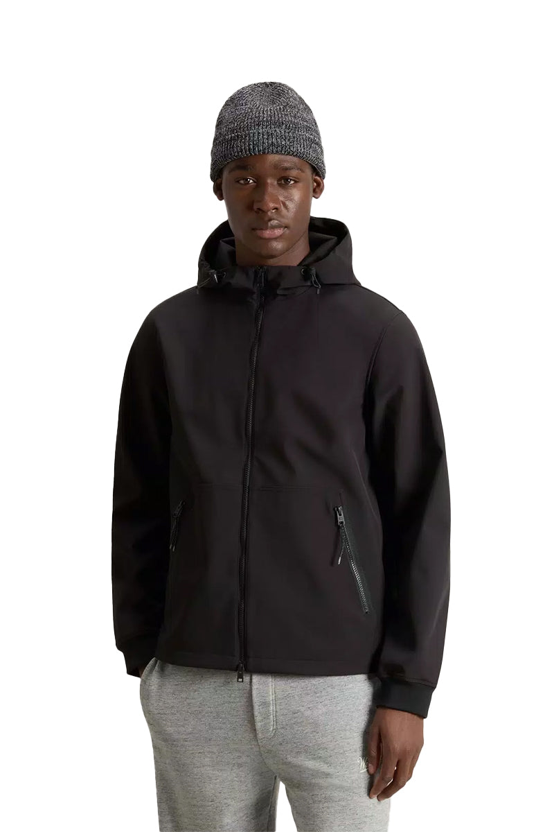WOOLRICH JAS SOFT SHELL FULL ZIPP HOODIE ZWART – Tip de Bruin