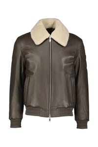 MOOSE KNUCKLES JAS TOBA BOMBER LEATHER BRUIN