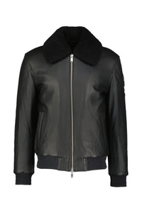MOOSE KNUCKLES JAS TOBA BOMBER LEATHER ZWART