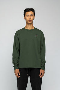 STRANGER SOCIETY SWEATER CREW LOGO LONGSLEEVE GROEN