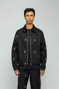 STRANGER SOCIETY JAS ROSES ALL OVER JACKET ZWART