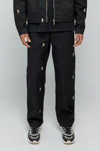 STRANGER SOCIETY JEANS ROSES ALL OVER PANTS ZWART