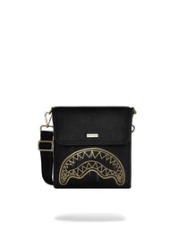 SPRAYGROUND TAS THAT GOLD DRAP MESSENGER SLING ZWART - GOUD