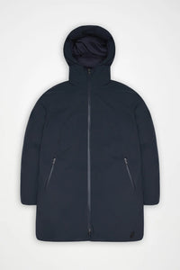 RAINS JAS SARNA LONG PUFFER JACKET BLAUW