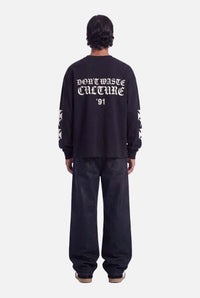 DONT WASTE CULTURE T-SHIRT FINA ZWART