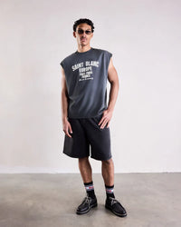 Saint Blanc SHORT OVAL LOGO DENIM SHORT ZWART