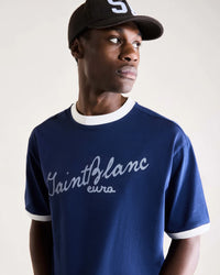 Saint Blanc T-SHIRT SCRIBBLE RINGER T-SHIRT BLAUW