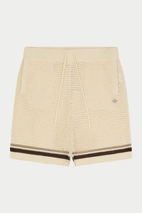 THE COUTURE CLUB SHORT CROCHET KNITTED STRIPE SHORT OFF WHITE