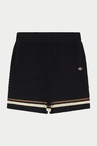 THE COUTURE CLUB SHORT CROCHET KNITTED STRIPE SHORT ZWART