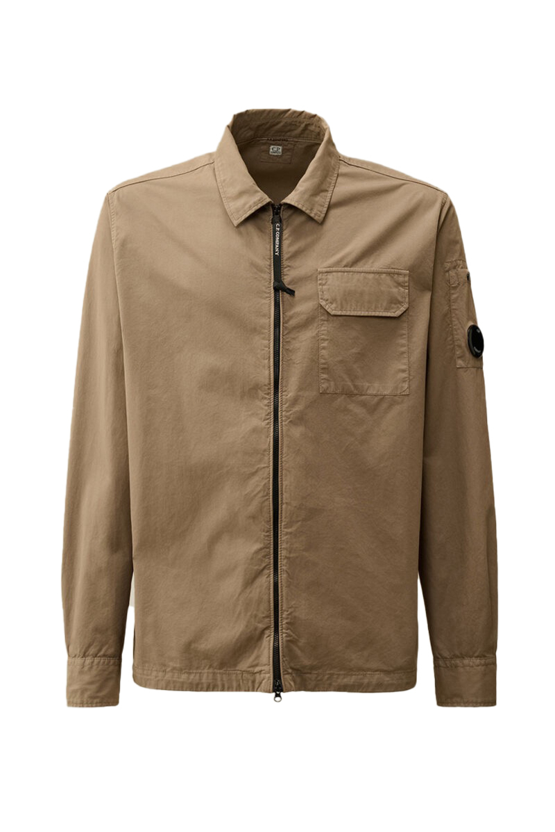 Cp Company Shirt Organic Gebardine Zipped Overshirt L-bruin