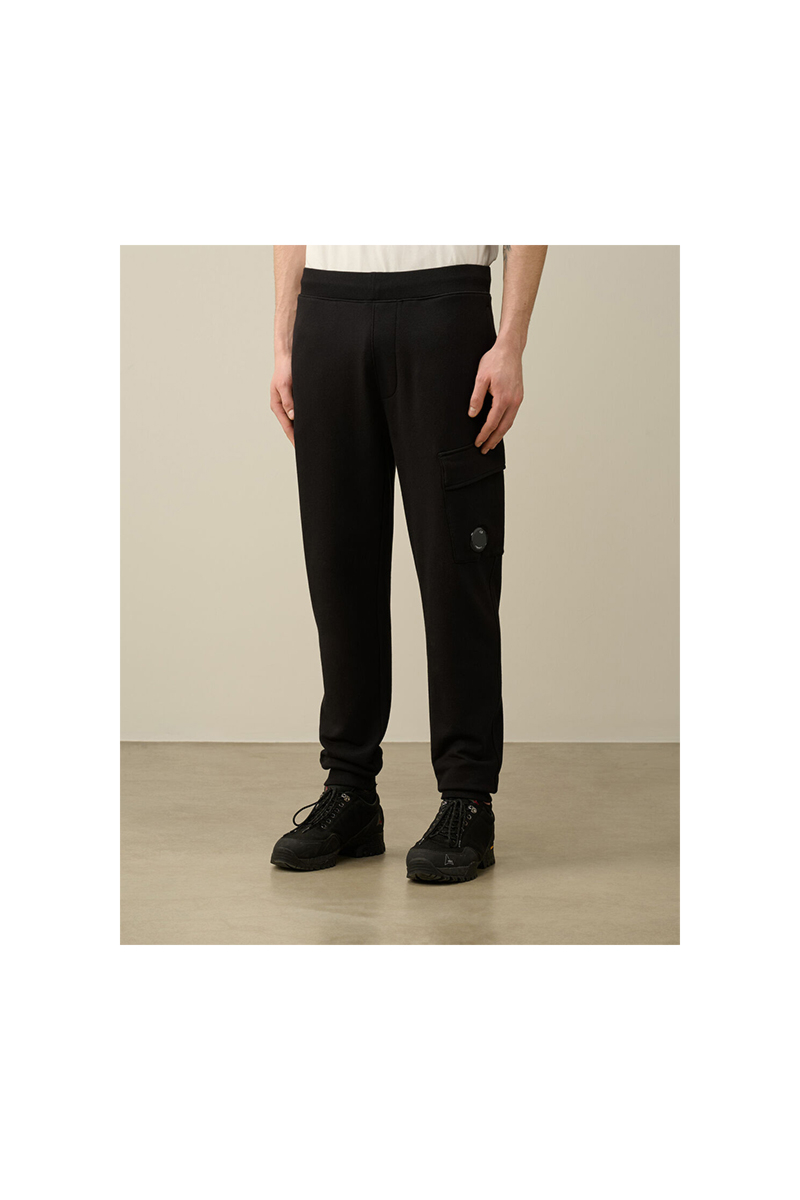 Cp Company Jogging Broek Diagonal Raised Fleece Cargo Sweatpants Zwart