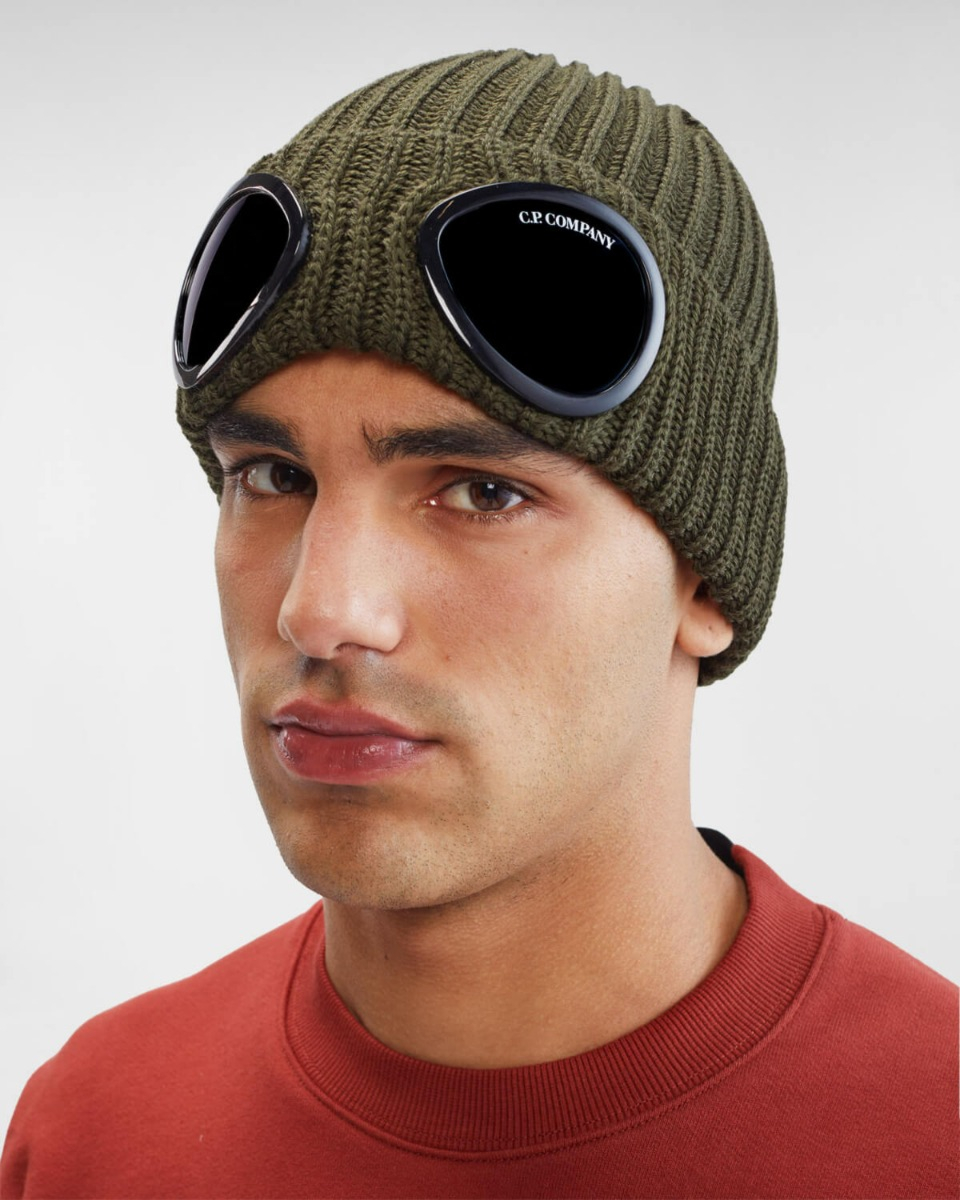 Cp Company Muts Merino Wool Goggle Beanie D-groen